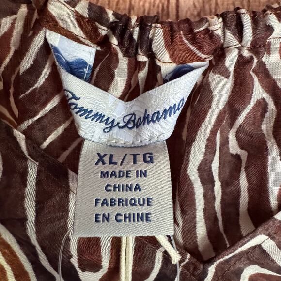 Tommy Bahama Blouse Zen Zebra Peasant Top Animal Print Fall Long Sleeve XL NWT - Picture 8 of 9